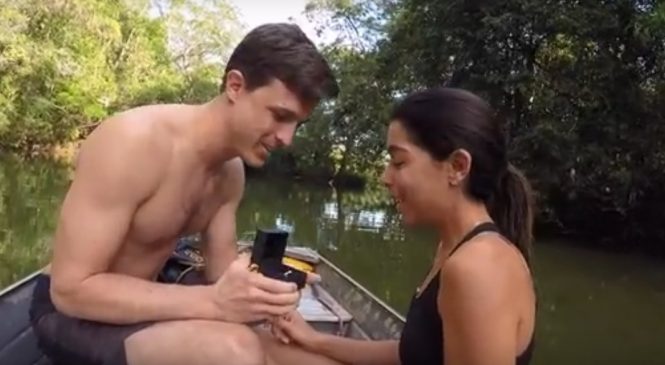 Vídeo: americano escolhe Bonito para pedir namorada brasileira em casamento